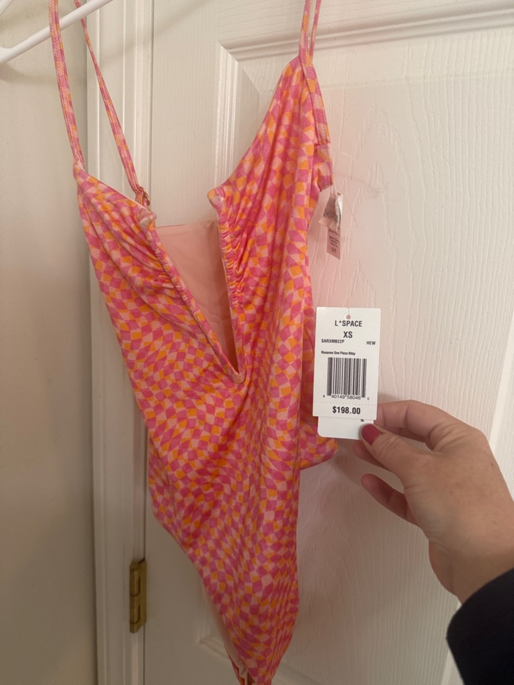 l*space Pink and Orange Geometric  One-Piece Swimsuit